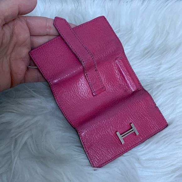 Authentic Hermes Bearn pink soft leather 4-ring key pouch key case key holder - Picture 15 of 17